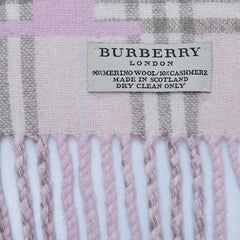 Merino/Cashmere Logo & Plaid Print Vintage Pre-Loved Scarf