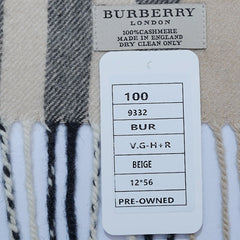 Cashmere Large Check Vintage Pre-Loved Scarf