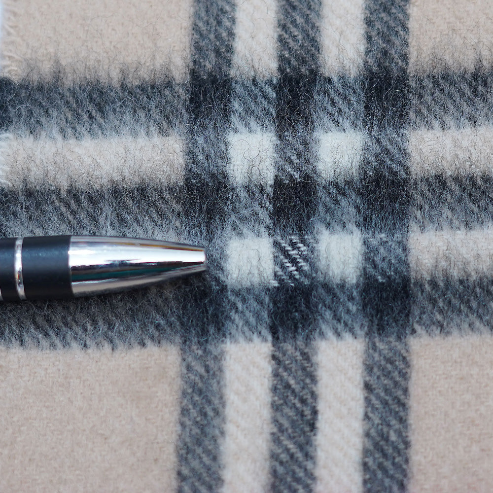 Cashmere/Wool Plaid Print Vintage Pre-Loved Scarf