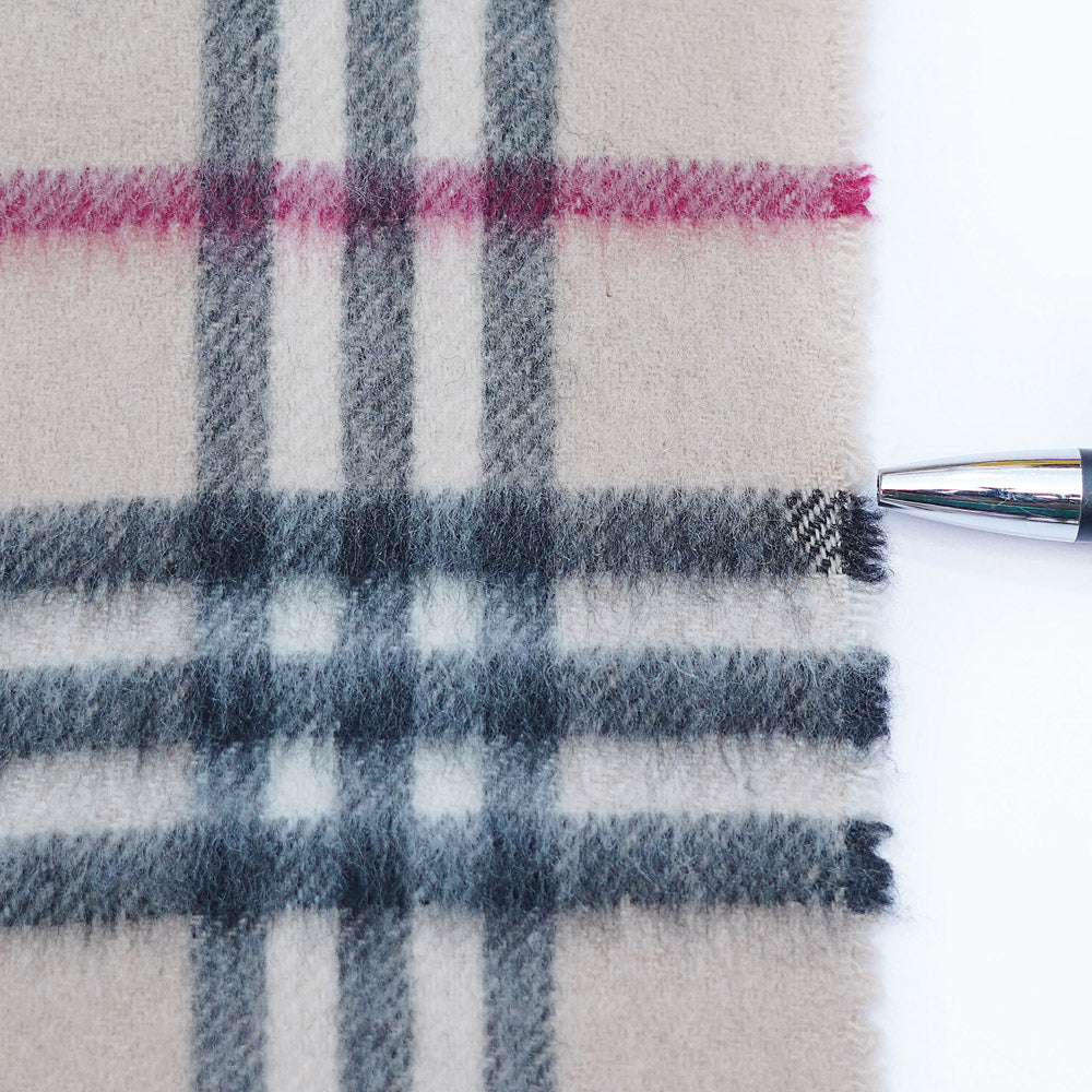 Cashmere/Wool Plaid Print Vintage Pre-Loved Scarf