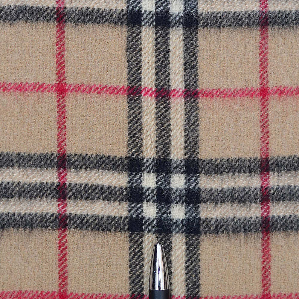 Cashmere/Wool Plaid Print Vintage Pre-Loved Scarf