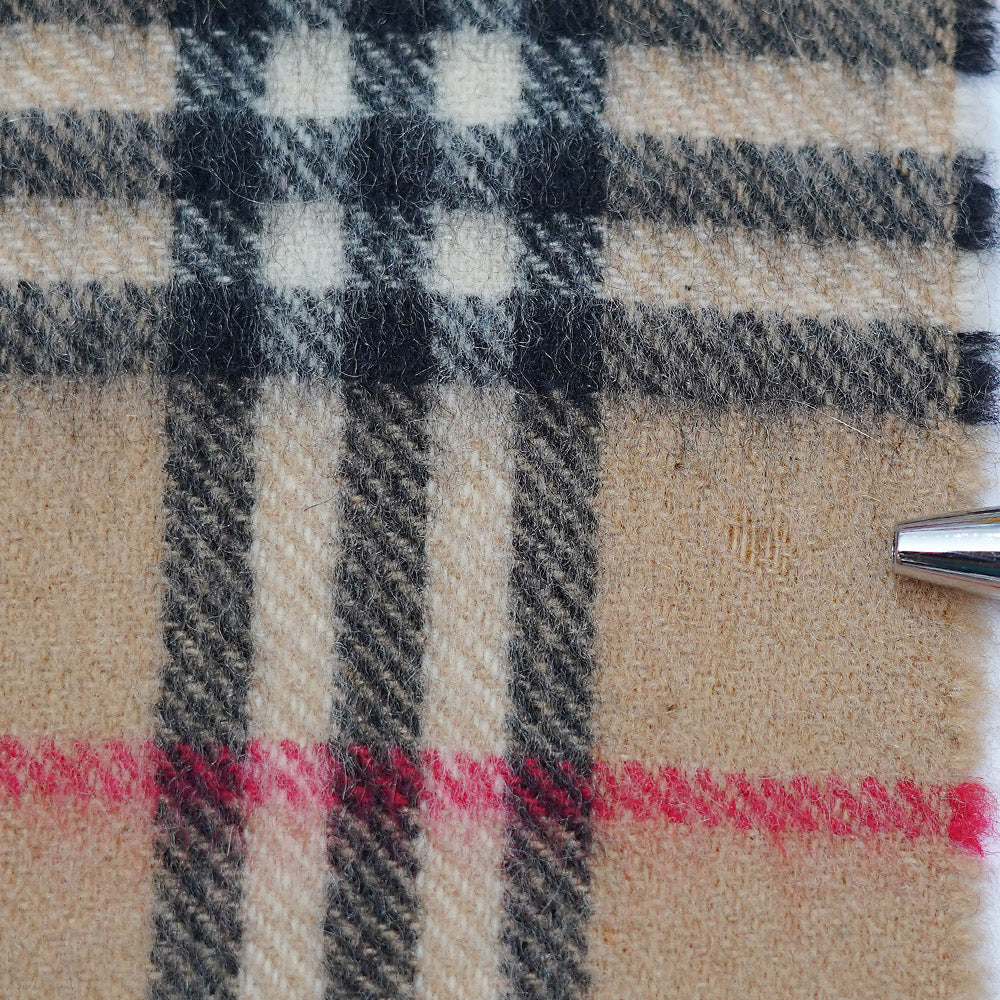 Cashmere/Wool Plaid Print Vintage Pre-Loved Scarf