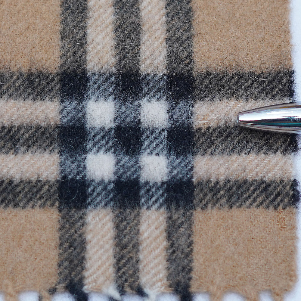 Cashmere/Wool Plaid Print Vintage Pre-Loved Scarf