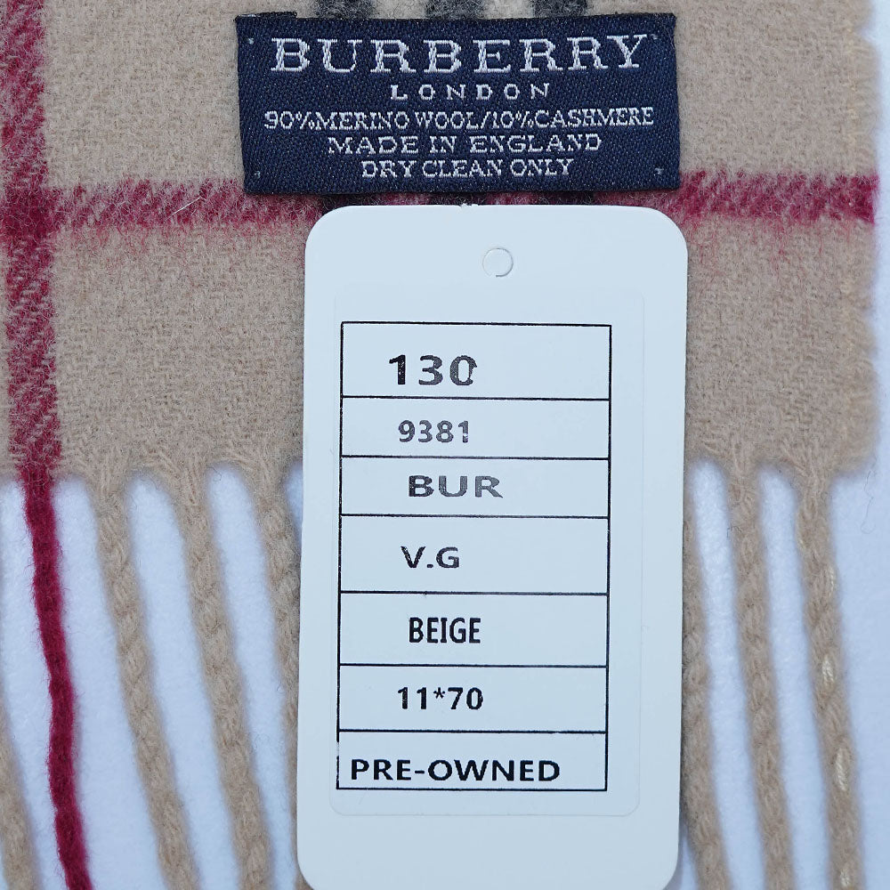 Merino Wool Plaid Print Vintage Pre-Loved Scarf