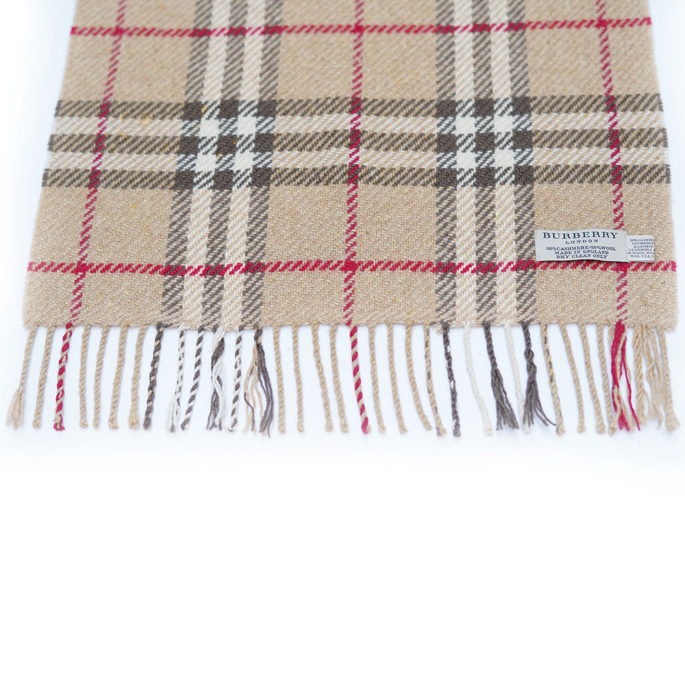 Cashmere/Wool Plaid Print Vintage Pre-Loved Scarf
