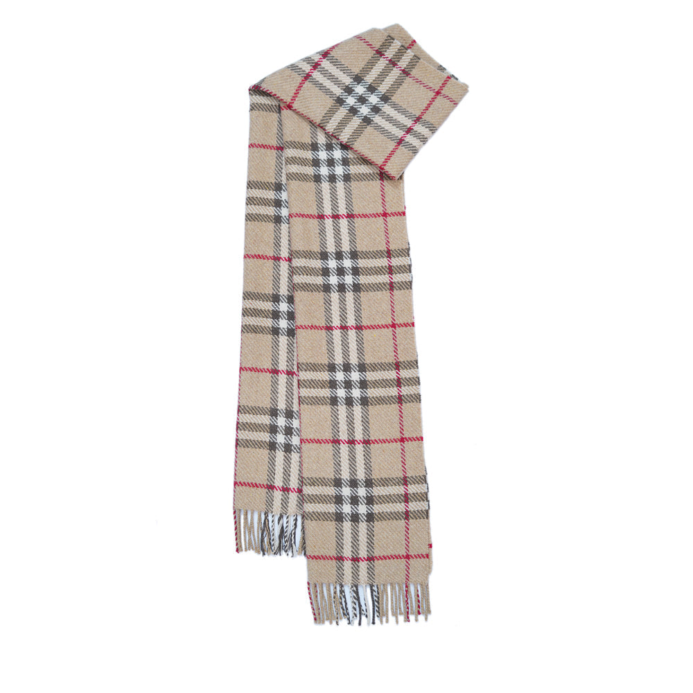 Cashmere/Wool Plaid Print Vintage Pre-Loved Scarf