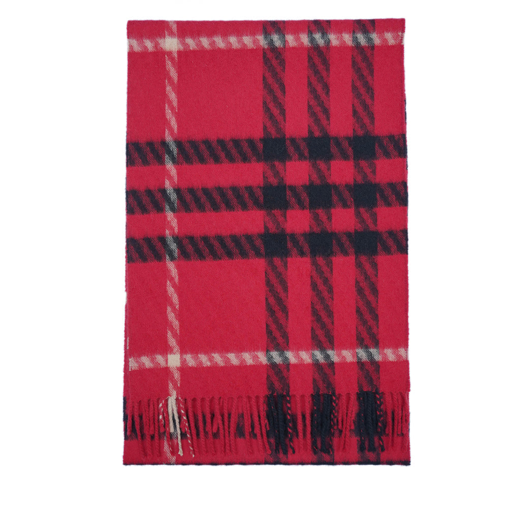 Red Plaid Print Vintage Pre-Loved Scarf