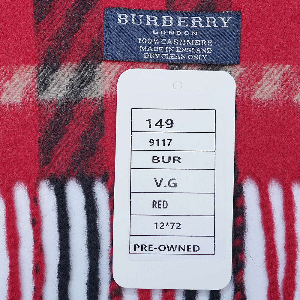 Red Plaid Print Vintage Pre-Loved Scarf