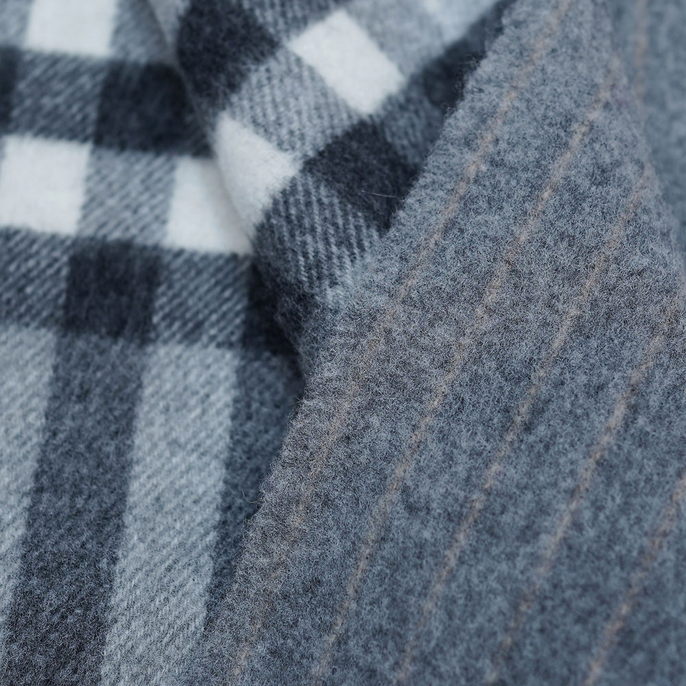 Merino/Cashmere Reversible Large Check Vintage Pre-Loved Scarf