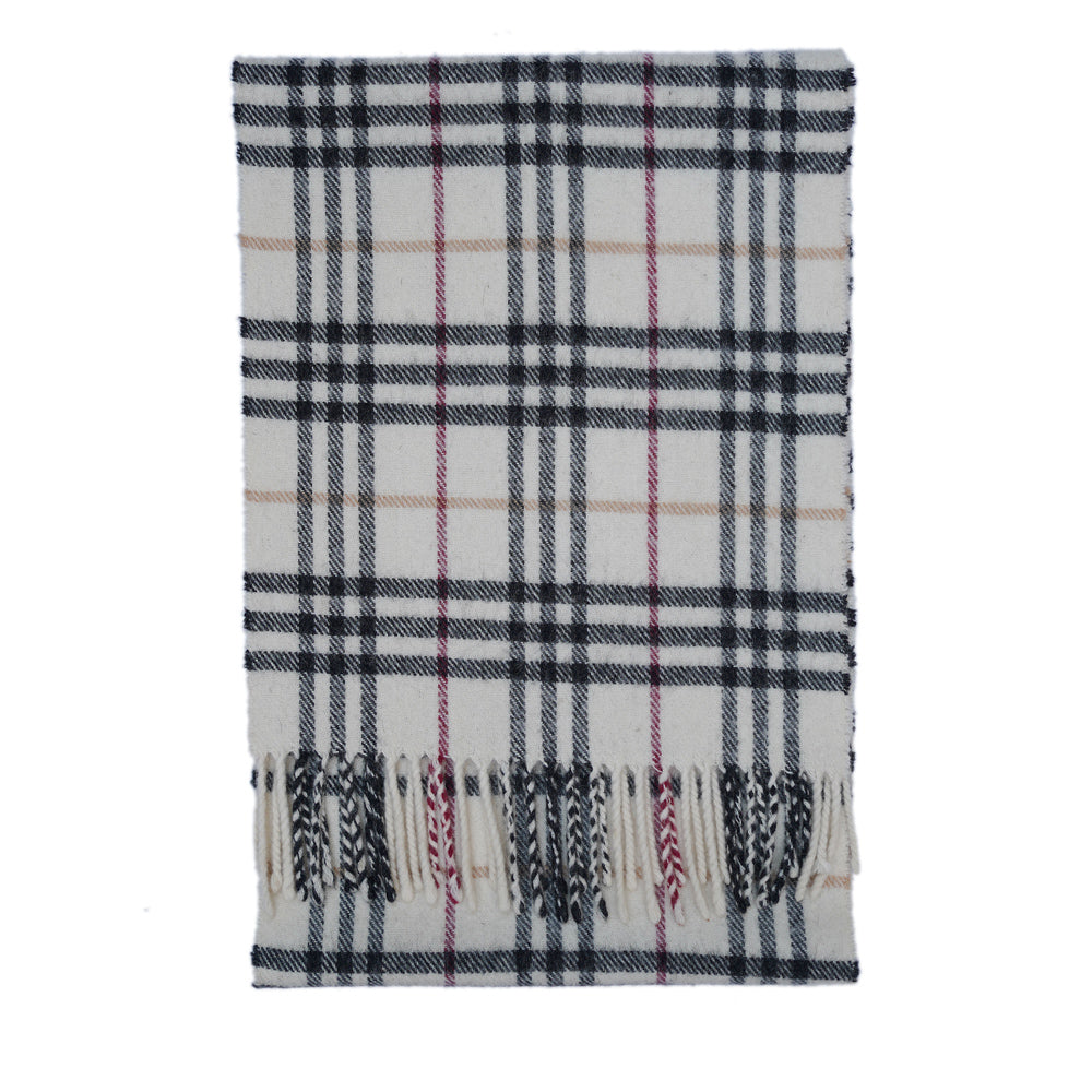 Merino/Cashmere Plaid Print Vintage Pre-Loved Scarf