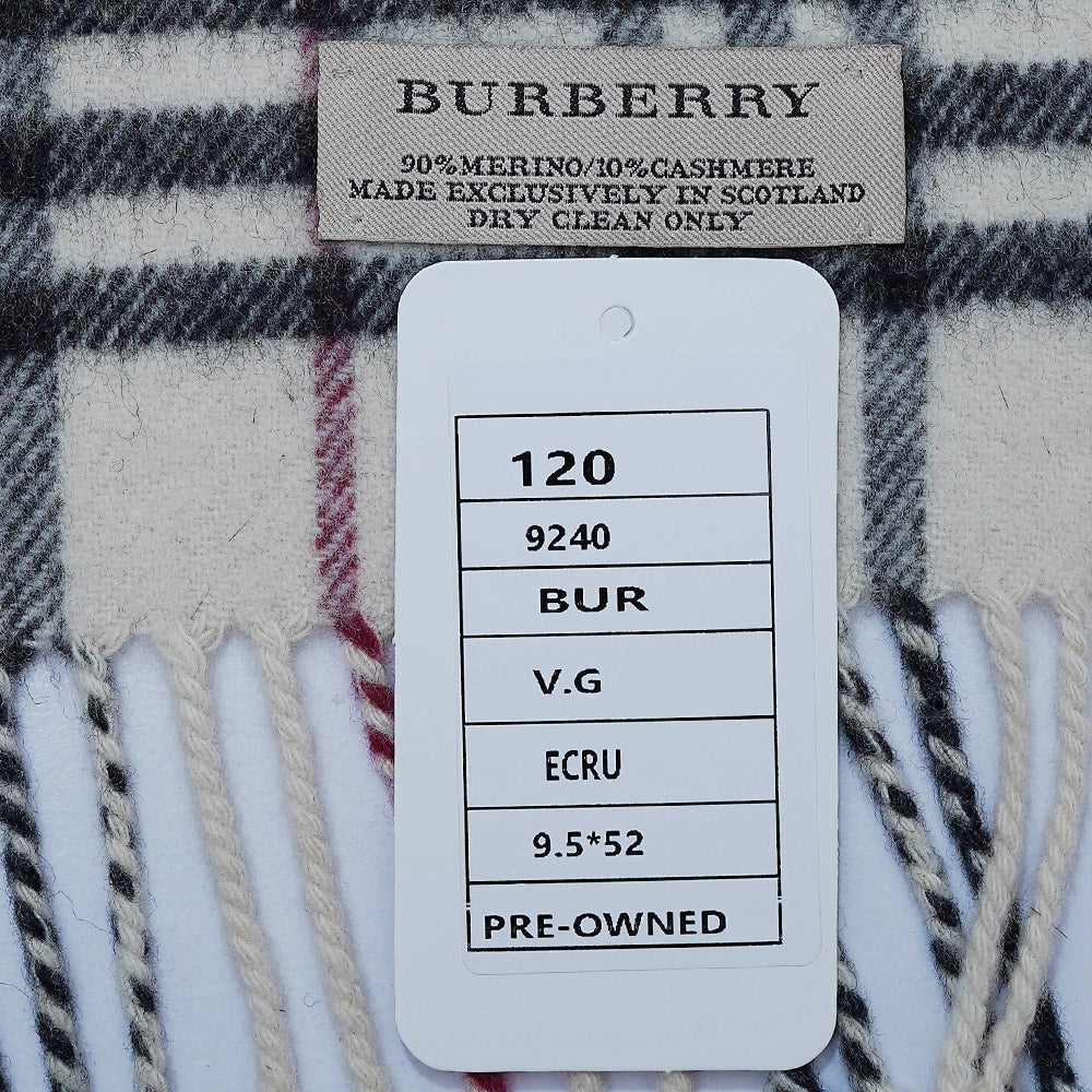 Merino/Cashmere Plaid Print Vintage Pre-Loved Scarf