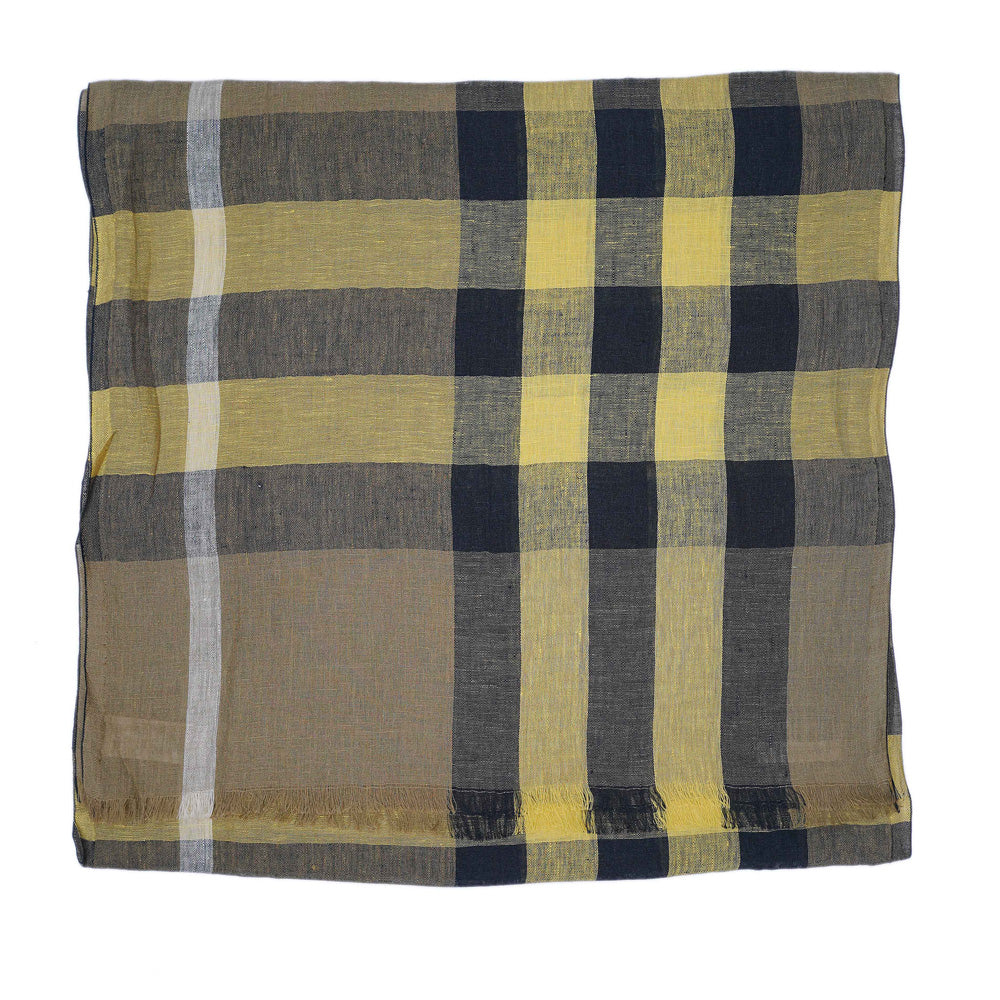 Linen Plaid Print Vintage Pre-Loved Scarf