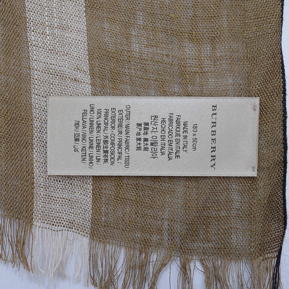 Linen Plaid Print Vintage Pre-Loved Scarf