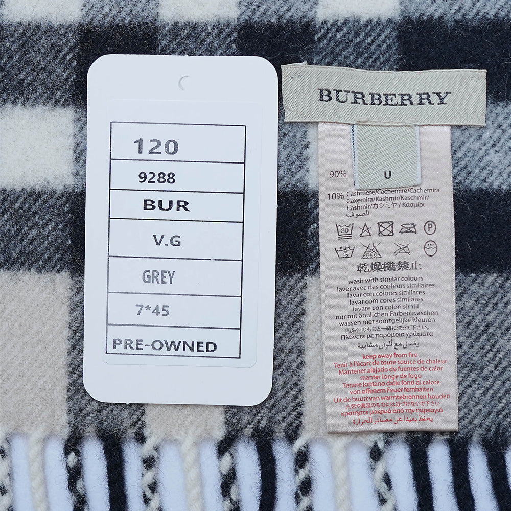 Merino/Cashmere Plaid Print Vintage Pre-Loved Scarf