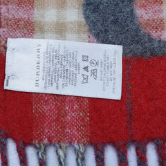 Merino/Cashmere Logo Plaid Print Vintage Pre-Loved Scarf