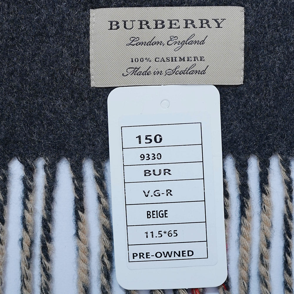 Cashmere Large Check Vintage Pre-Loved Scarf